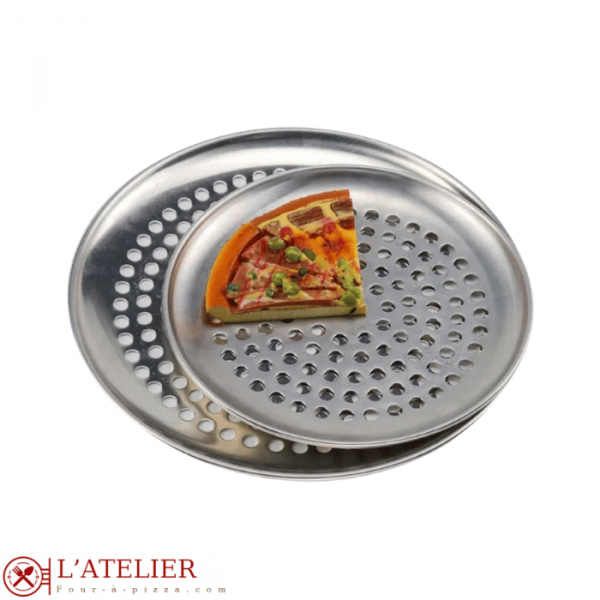 Plaque à pizza perforée en métal pour four